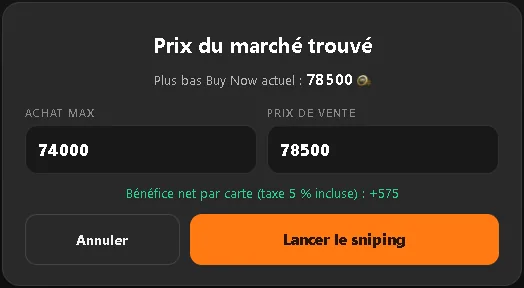 Prix du marché trouvé
